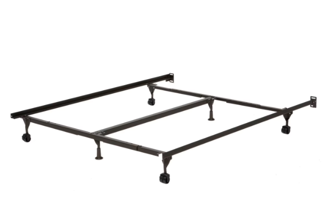 Close-up of a metal queen- or king-size bed frame