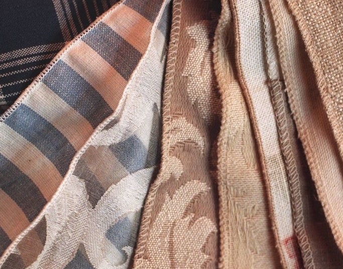 Close-up of beige fabric swatches