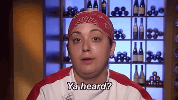 A Hell&#x27;s Kitchen contestant nodding and saying &quot;Ya heard?&quot;