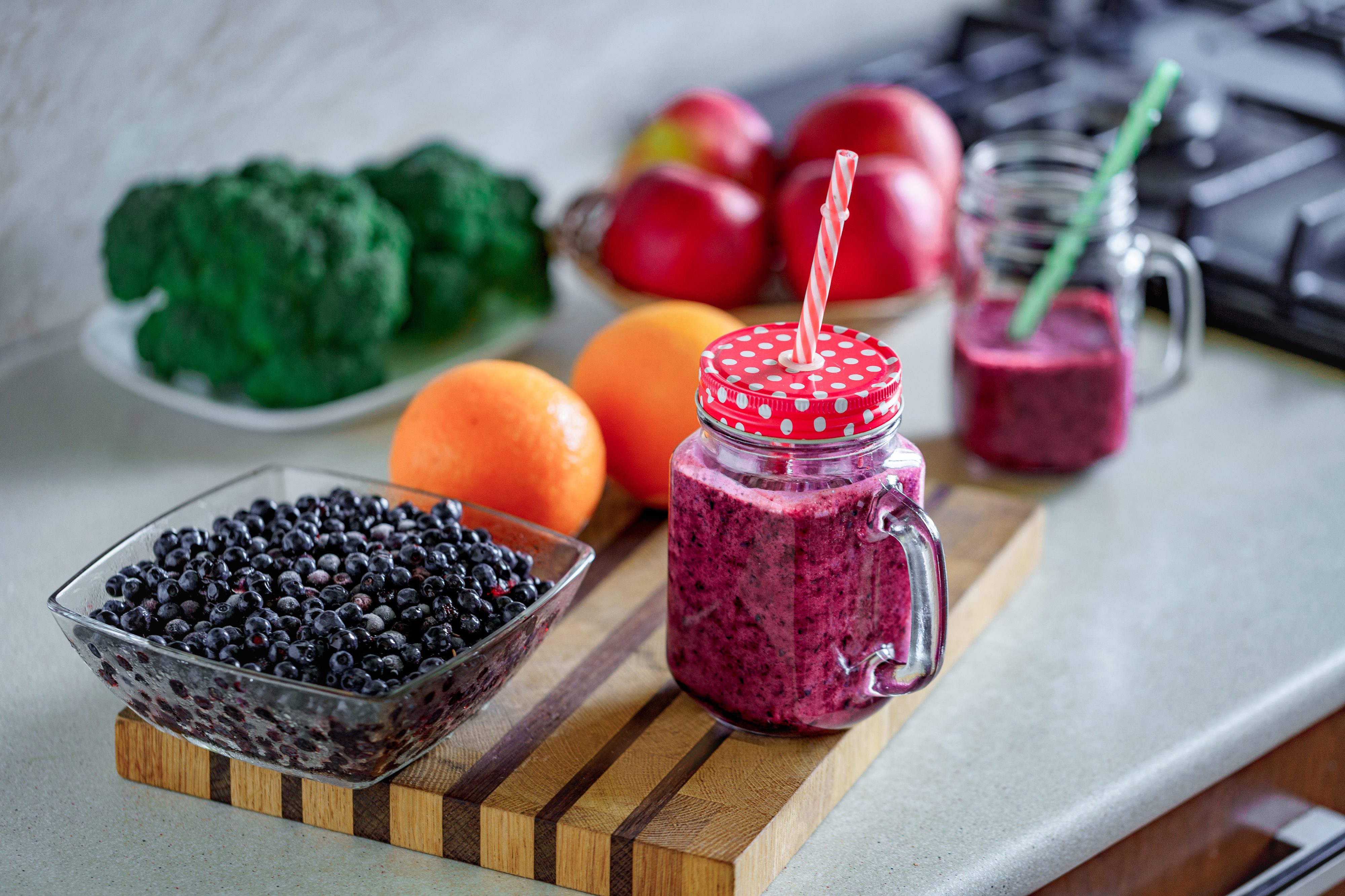 smoothies being prepared