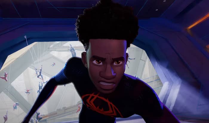 Miles Morales running through a tunnel in Spider-Man: Across the Spider-Verse