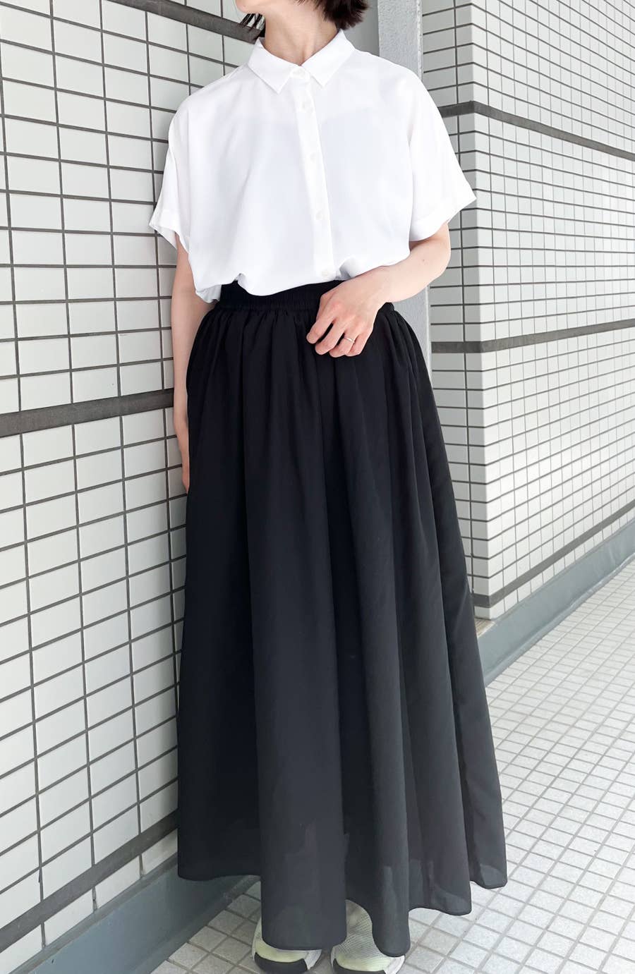 GU】体型カバーに使える〜！美シルエットの「ふんわりスカート」透け感 
