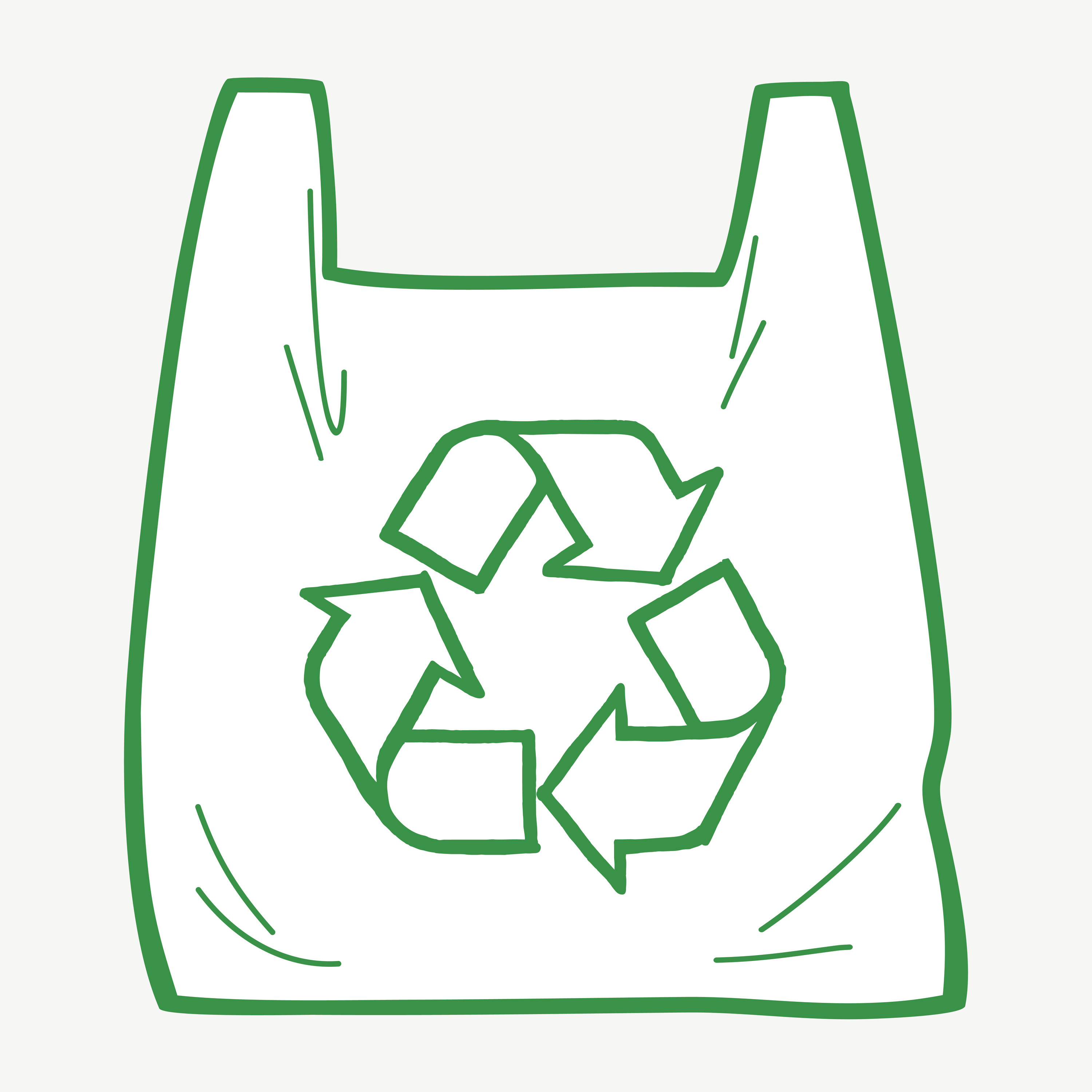 A bag with the recycle logo