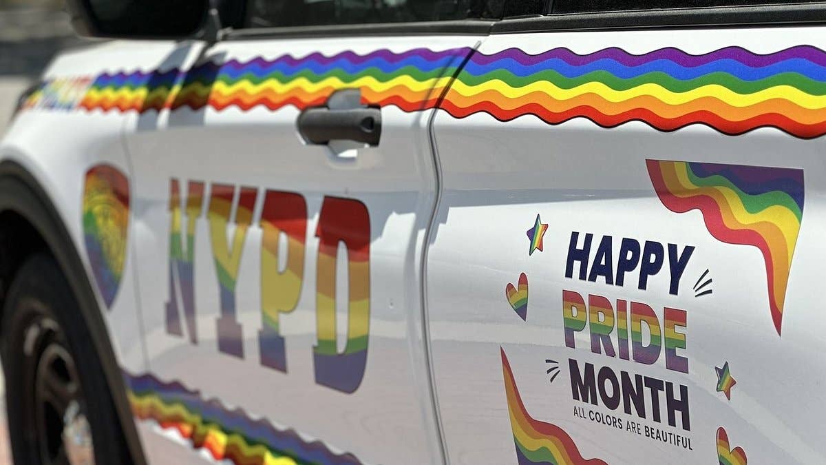 Social media sleuths believe the NYPD's pride-themed car includes the anti-cop acronym ACAB.