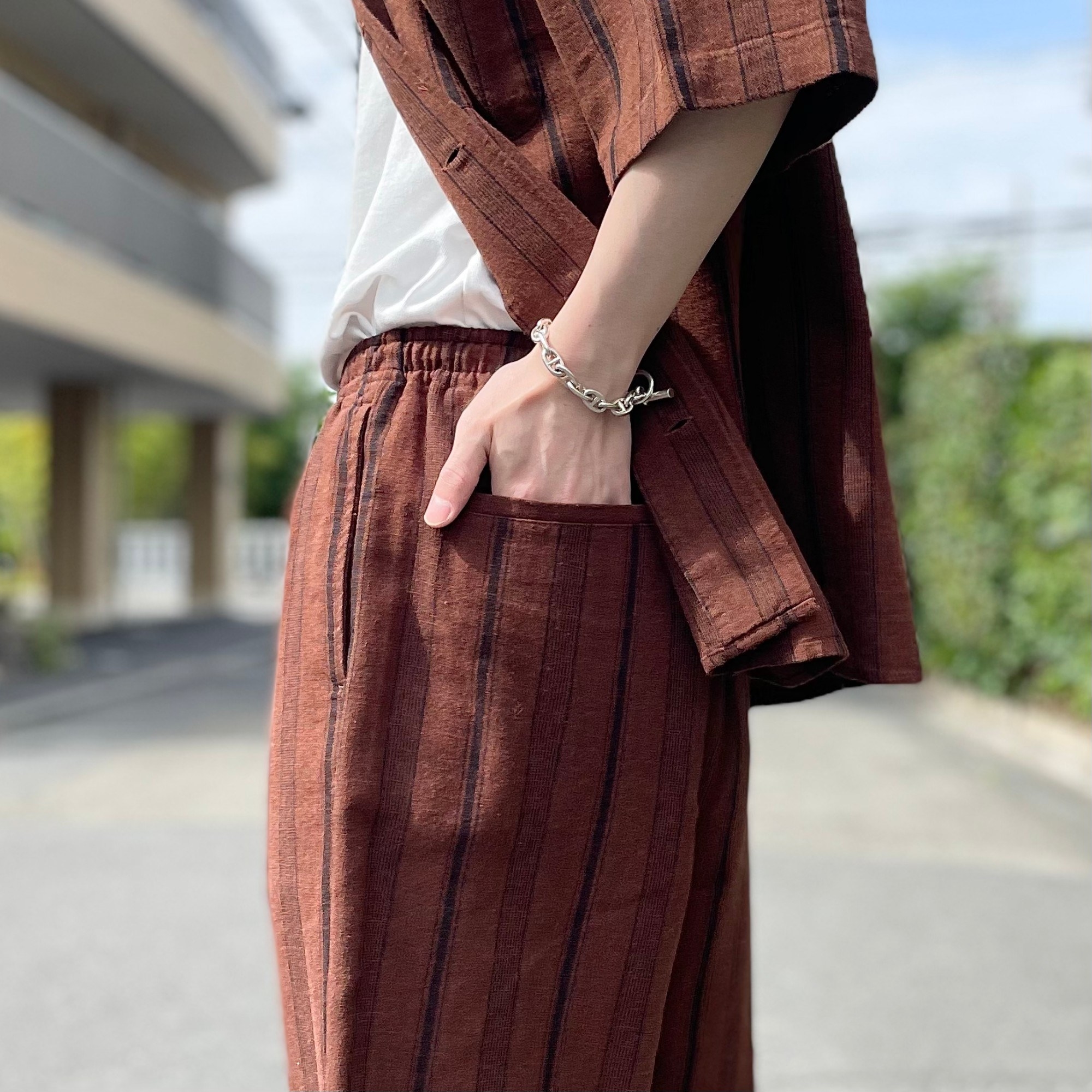 GU（ジーユー）のおすすめのメンズアイテム「リネンブレンドイージーアンクルパンツ（柄）」