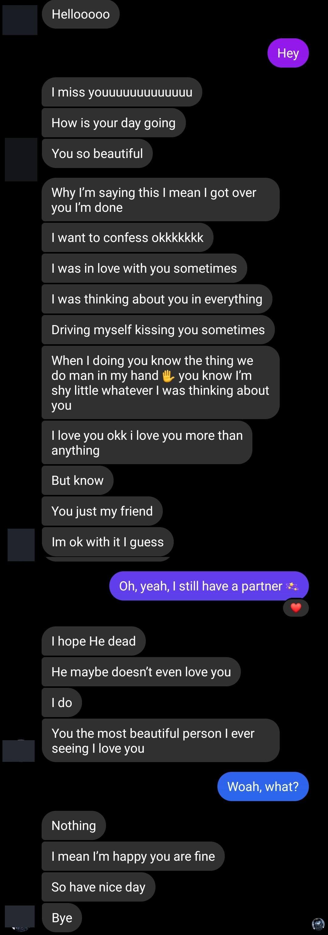 man keeps sending messages and wishing the girl&#x27;s partner to be dead
