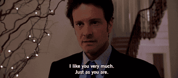 mark darcy telling bridget jones he likes her very much just as she is