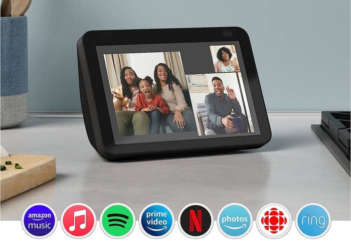 the echo show with a multi-way video call on the screen
