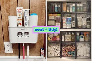 toothbrush organizer, "neat + tidy!" stackable drawers