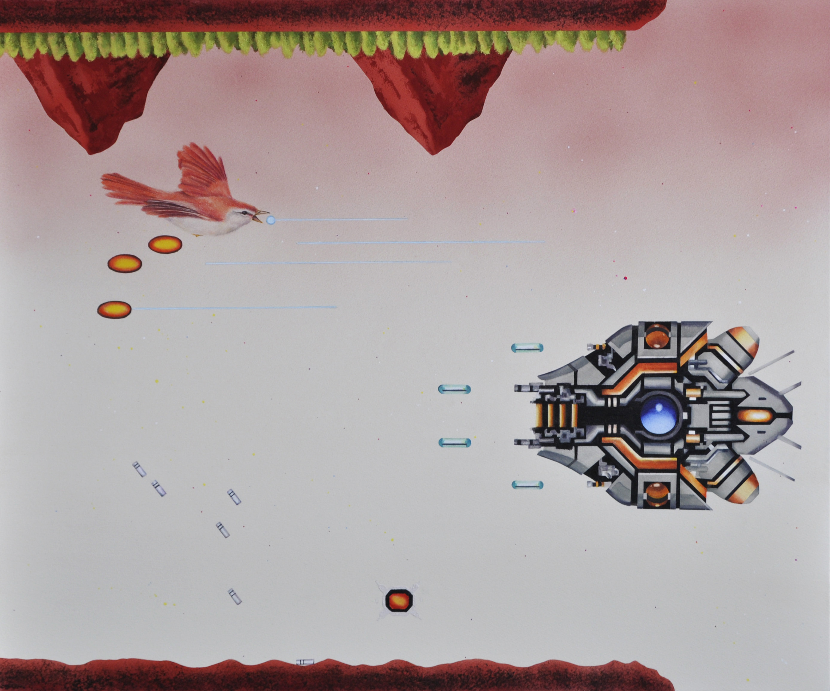 私が昔、よくやってたゲームを日本画で描いてます