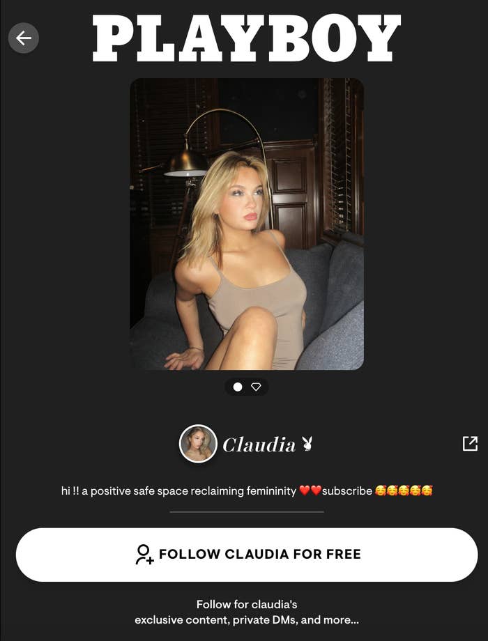 Claudia's Playboy subscription page