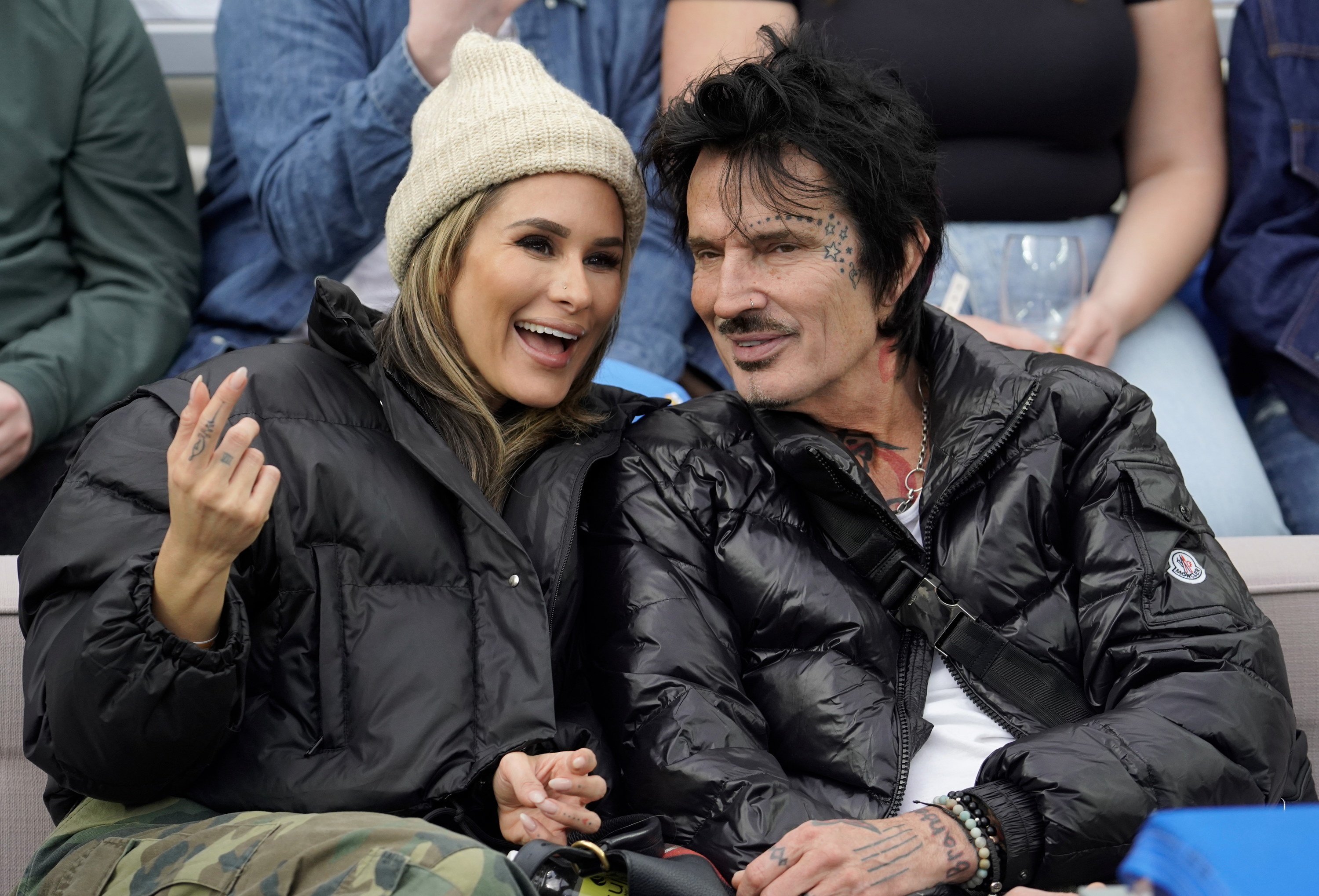 Closeup of Brittany Furlan and Tommy Lee