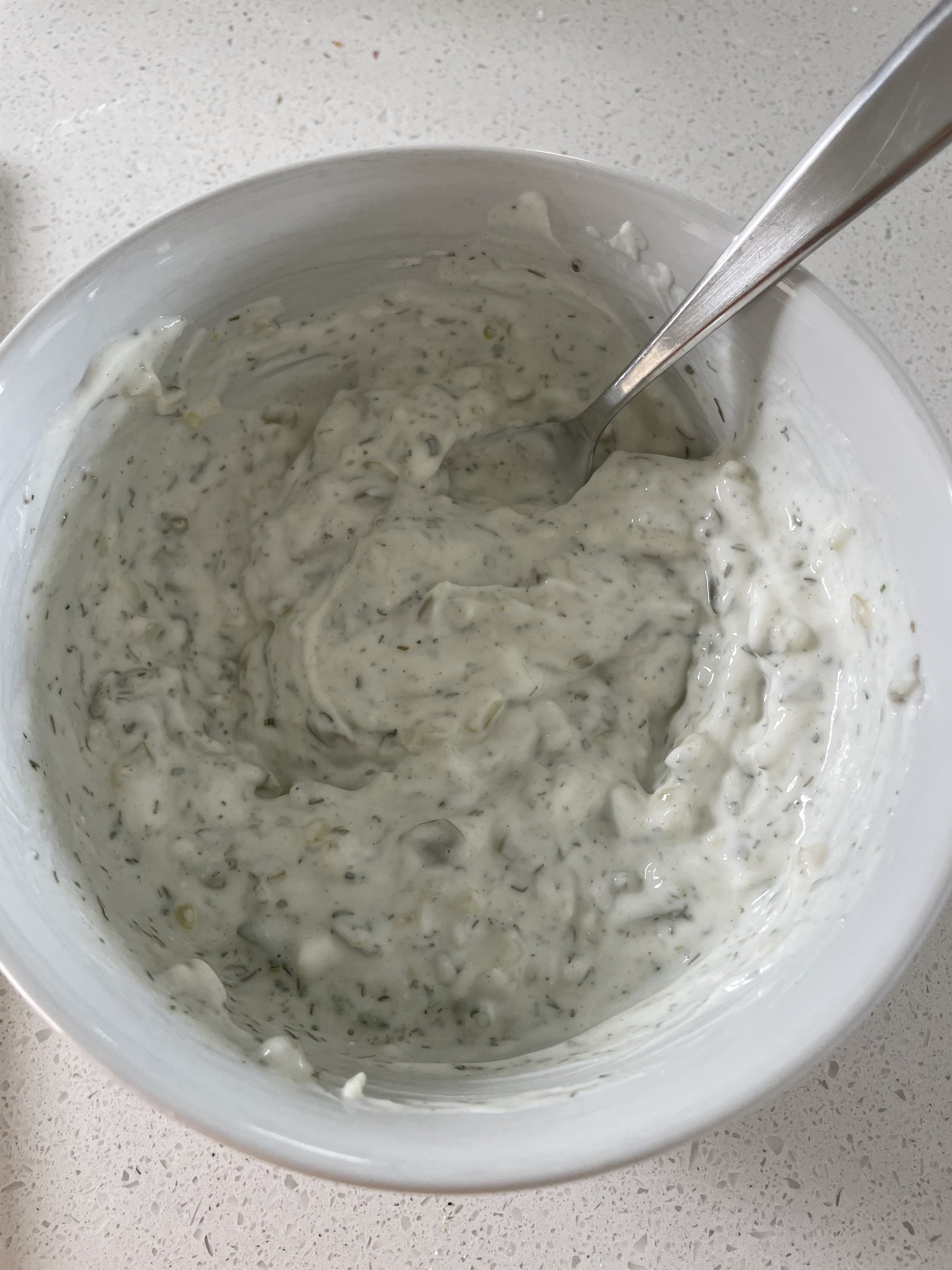 Dill pickle ranch sauce in a bowl