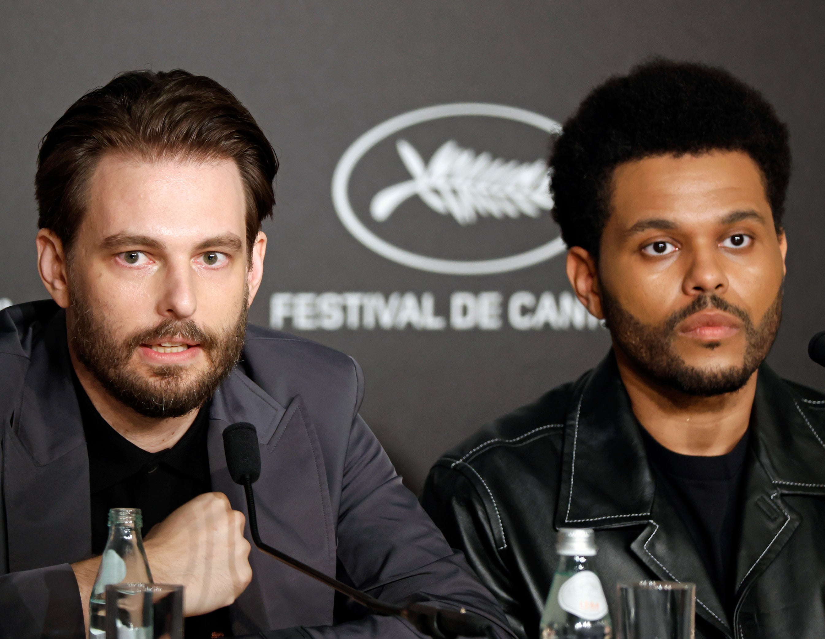 Close-up of Sam and Abel at a Cannes press conference