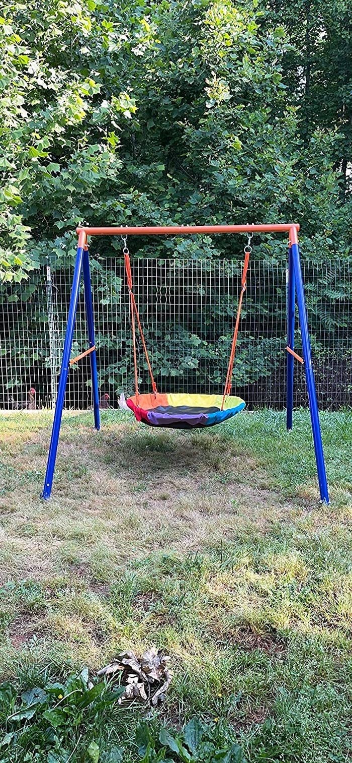 A swing in a yard