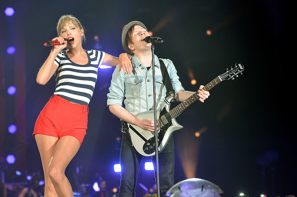 Taylor Swift onstage with Fall Out Boy