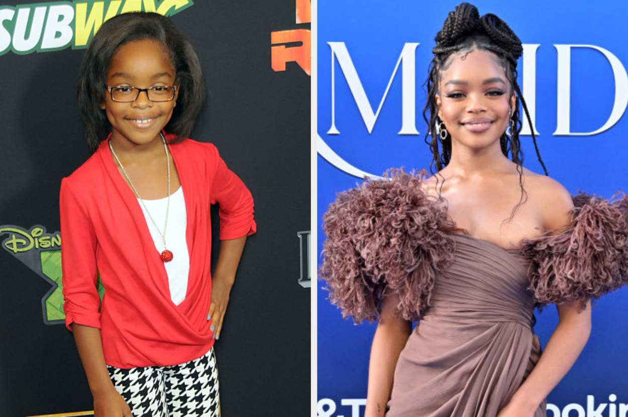 Side-by-side of Marsai Martin then vs. now