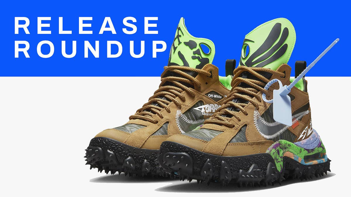 From the Off-White x Nike Terra Forma to the 'Gorge Green' Air Jordan 1, here is a detailed guide to all of this week's best sneaker releases.
