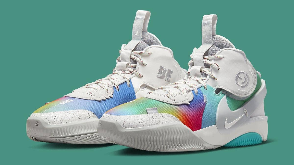 The 'Be True' Nike Air Deldon celebrates LGBTQIA+ communities with an all-over rainbow gradient design, speckled laces, and special markings throughout.