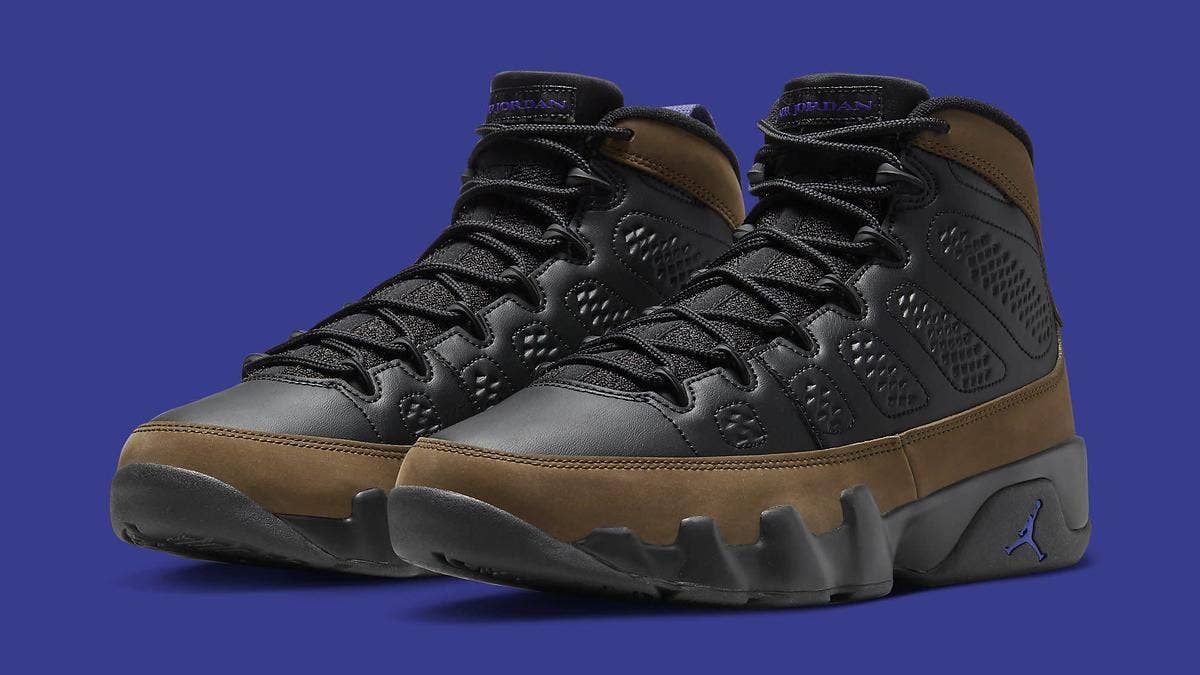 A new 'Light Olive Concord' colorway of the Air Jordan 9 is reportedly hitting stores in January 2023. Click here for an early look at the style.