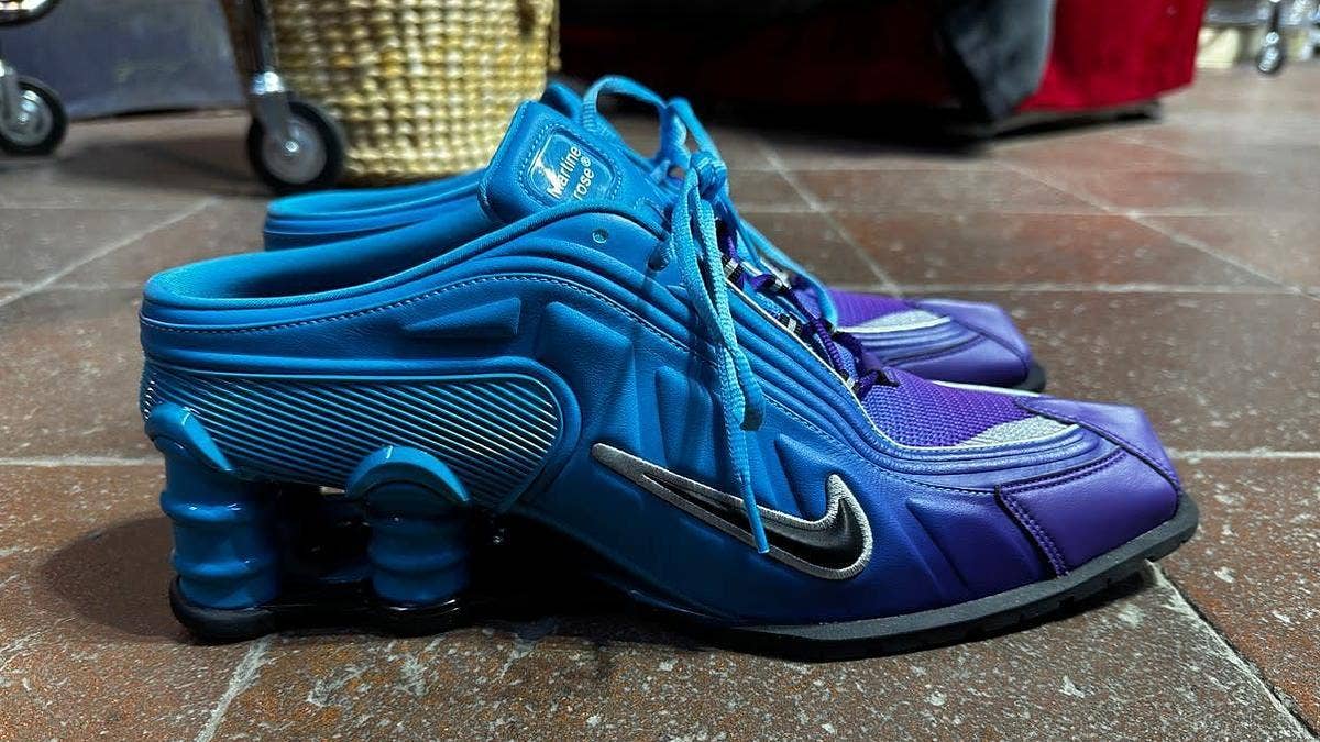 Martine Rose updates the Nike Shox with its latest Shox Mule MR4 collab, with a blue-based colorway coming in 2023. Find the official release details below.