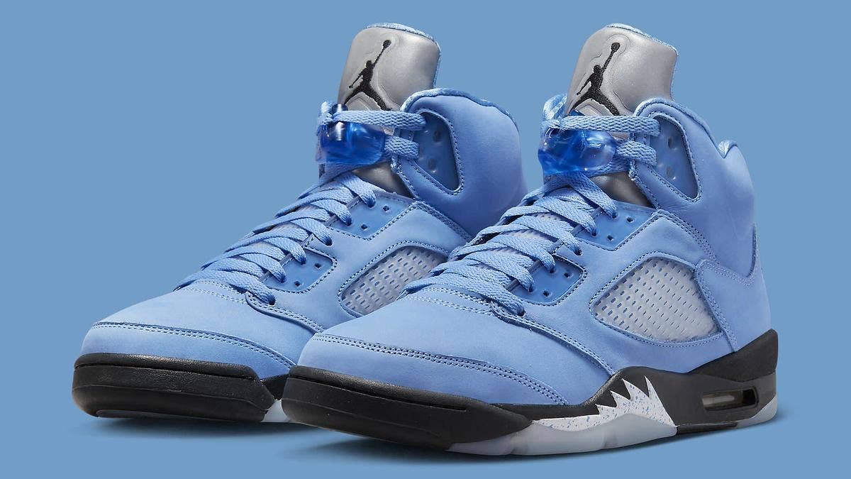 A new 'UNC' colorway of the Air Jordan 5 is expected to touch down in March 2023. Click here for an early look at the shoe along with the release info.