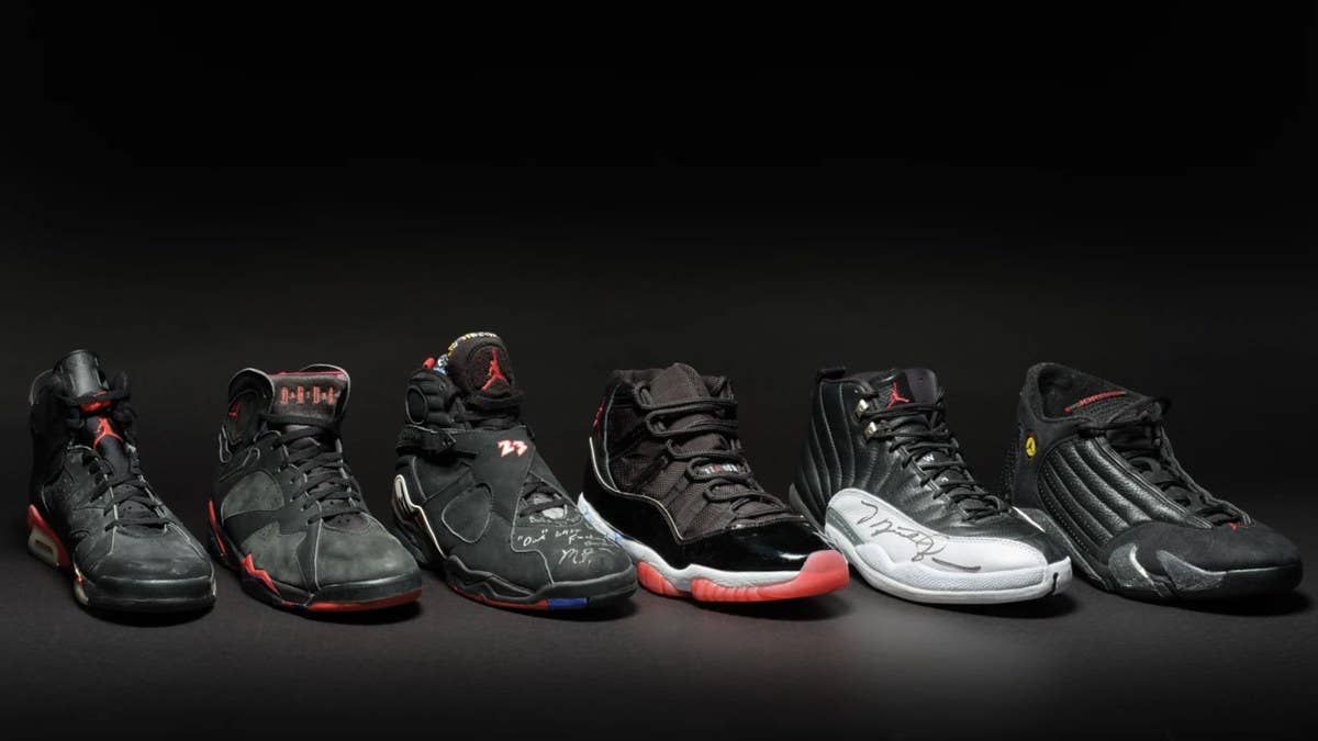 All six up Michael Jordan's championship Air Jordan sneakers are on sale now via Sotheby's The Dynasty Collection. Click here to learn more about the group.