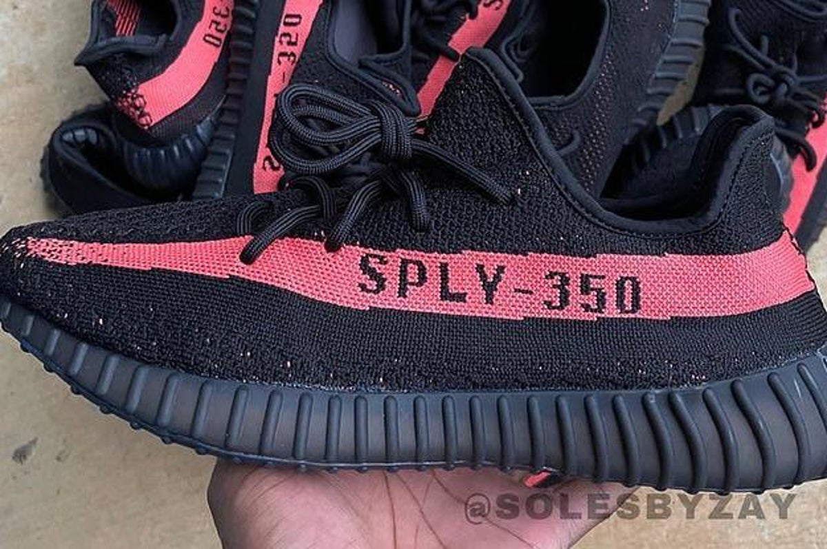 Kanye West Steps Out in Black/Red adidas Yeezy Boost 350