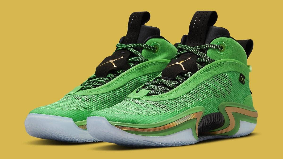 The Air Jordan 36 will soon release in a new green and gold colorway soon after official images of the shoes surfaced. Click here for a detailed look.