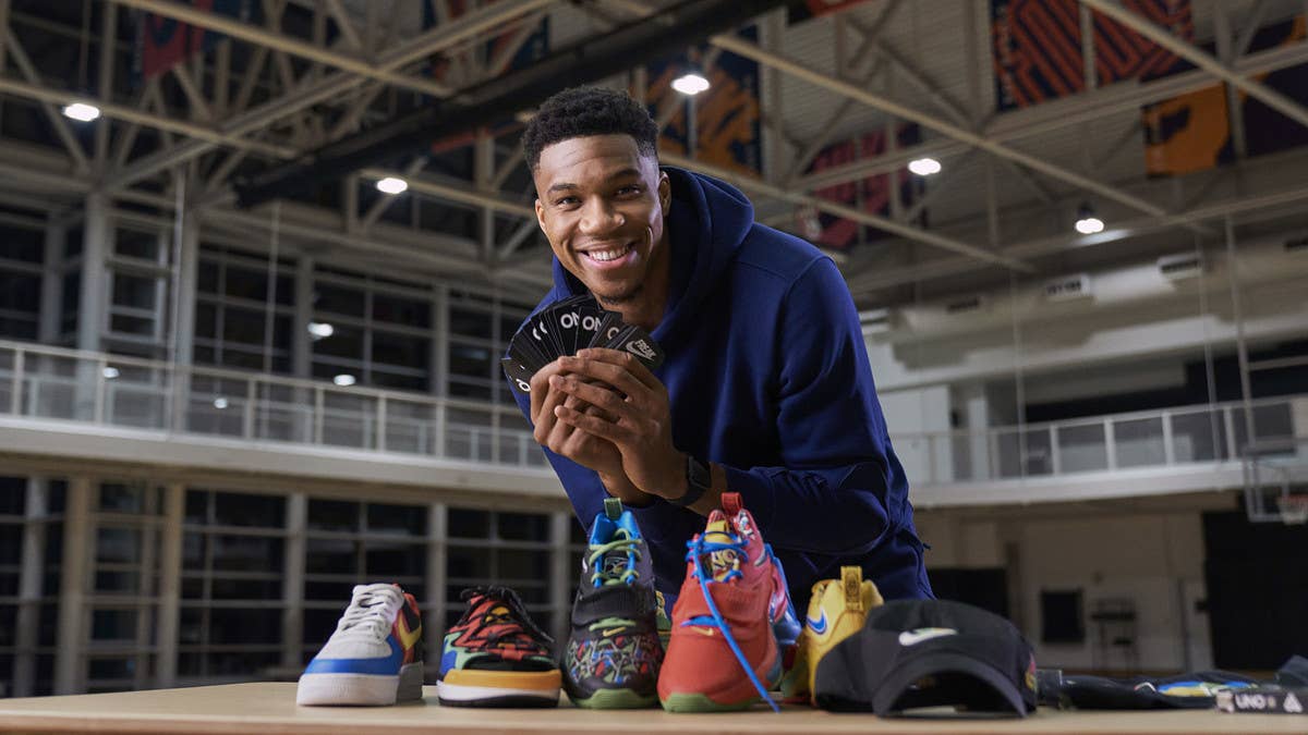 Giannis Antetokounmpo and Nike have teamed up with UNO to celebrate the card game's 50th anniversary with new footwear and apparel collection.