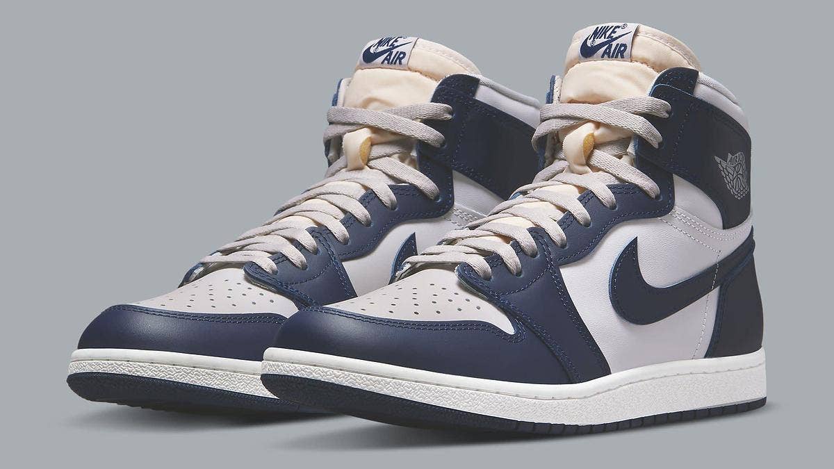 A new Air Jordan 1 High '85 donning a Georgetown Hoyas-inspired color scheme is reportedly dropping in April 2022. Click here for a first look.