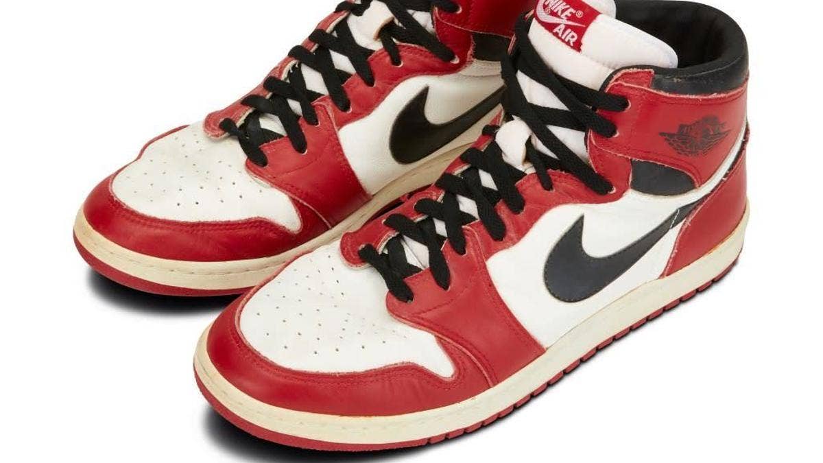 Sotheby's is auctioning game-worn sneakers from NBA legends including Michael Jordan, Shaquille O'Neal, Kareem Abdul-Jabbar, Allen Iverson, and more.