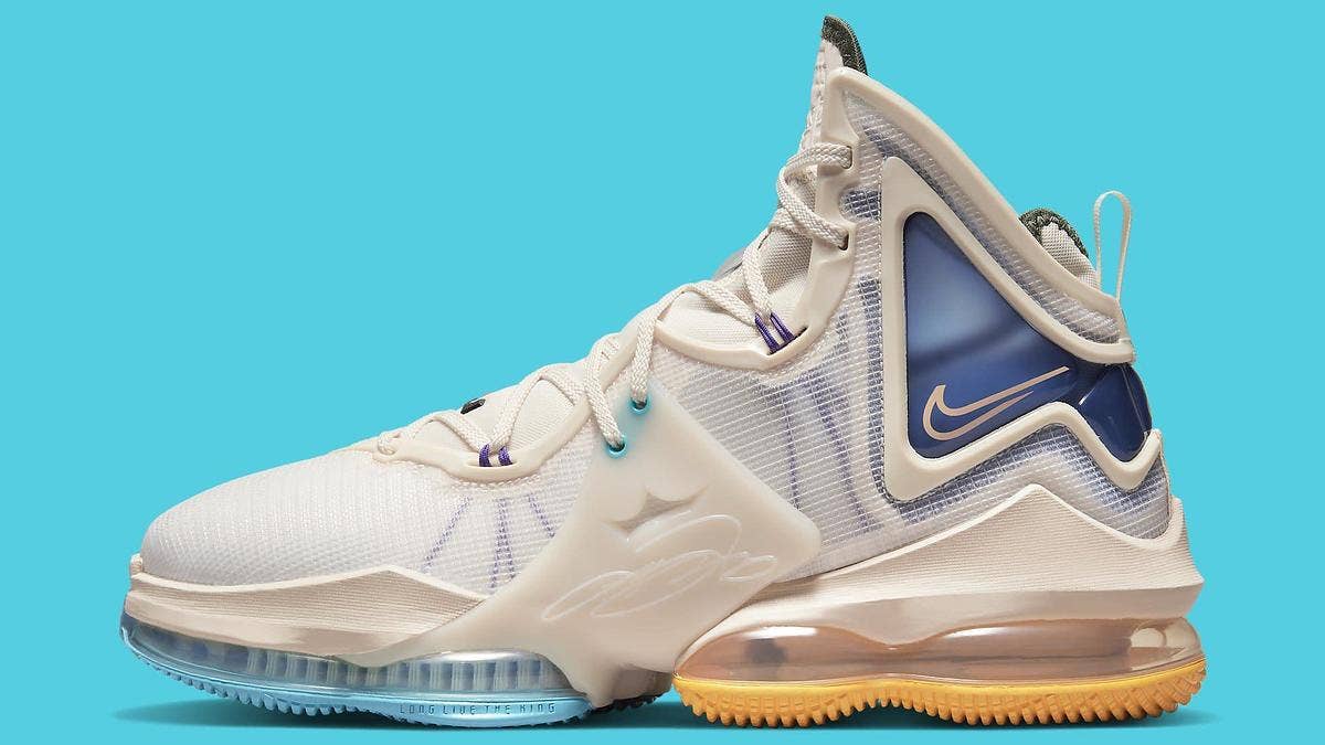The Nike LeBron 19 will soon release in a beachy colorway possibly inspired by the Lakers' franchise roots in Minnesota. Click for official release information.