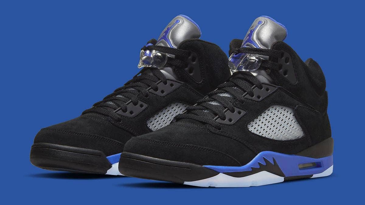 A new 'Racer Blue' colorway of the Air Jordan 5 will reportedly be released in February 2022. Click here for the early details including an official look.
