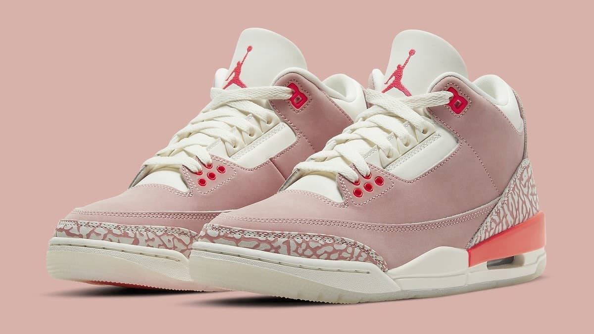 A women's exclusive 'Rust Pink' colorway of the Air Jordan 3 will debut in May 2021. Click here for the official release info and a detailed look.