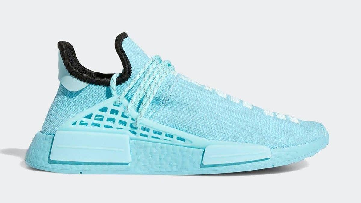 Pharrell Williams' Adidas NMD Hu shoe is releasing in a new aqua colorway in May 2021. Here's an official look at the shoe and how to buy a pair.