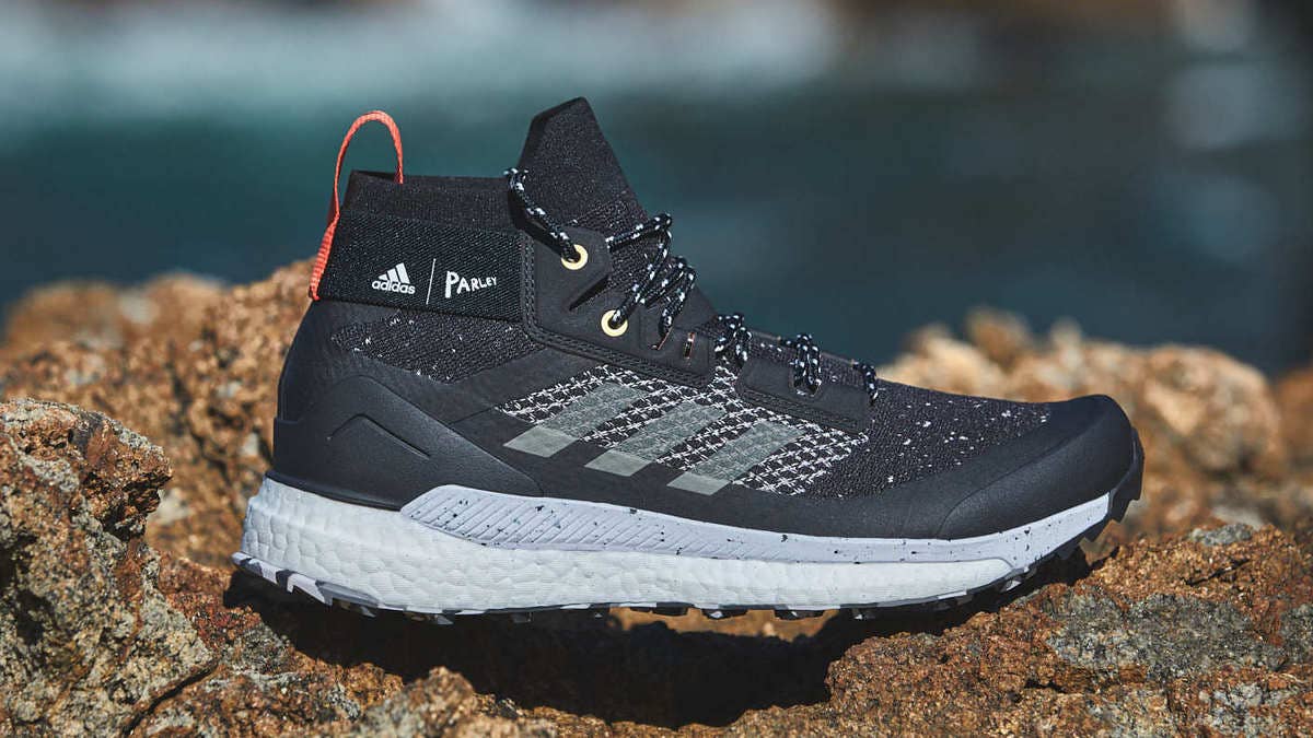 Parley and Adidas Outdoor are collaborating on a new Terrex Free Hiker Boot that features an eco-friendly Primeknit upper made with recycled plastics.