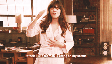 Zooey Deschanel in new girl talking about being on her period.