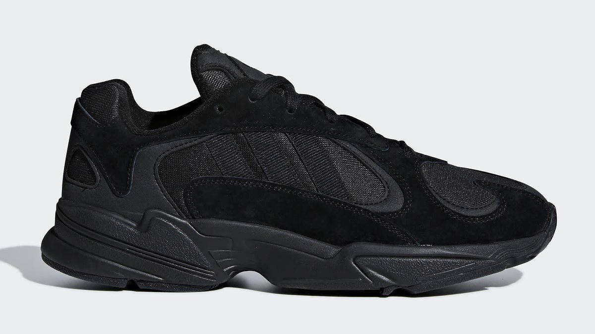 The prefect shoe for fall and winter, the Adidas Originals Yung-1 is served up in a true 'Triple Black' colorway that pairs mesh and nubuck together on the upper.