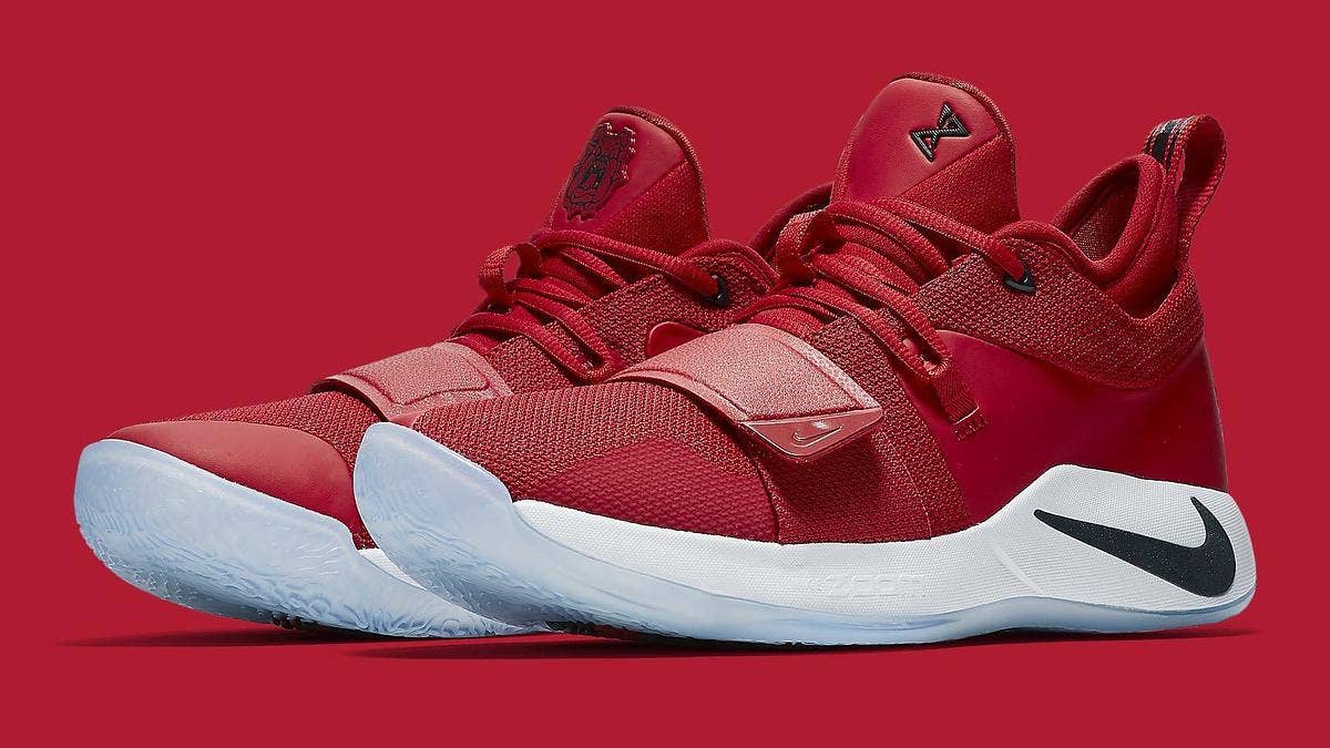 The latest colorway of the Nike PG 2.5 is inspired Paul George's alma mater. The Fresno State Bulldogs-inspired pair sports a red upper, dark obsidian accents, and an official logo on the right tongue. 