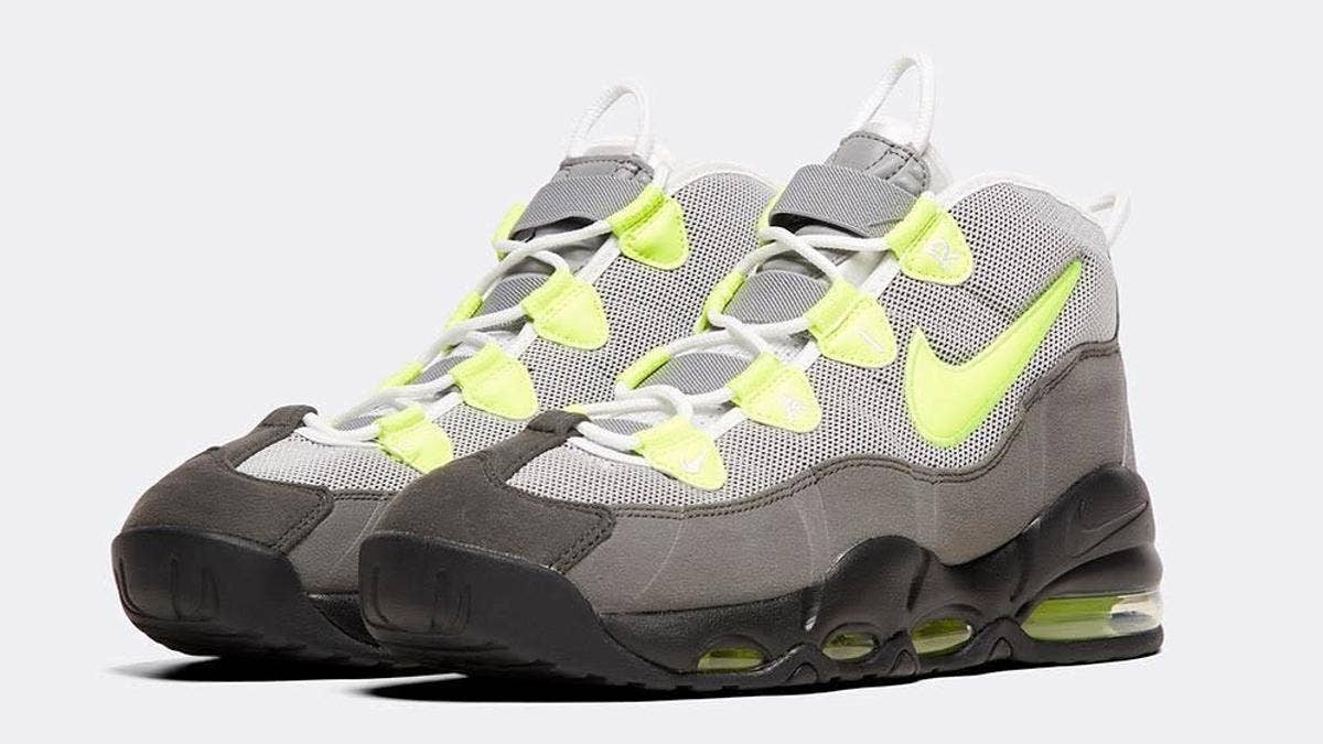 This Nike Air Max Uptempo is inspired by the classic color blocking of the 'Neon' Nike Air Max 95, which is available for purchase right now. 
