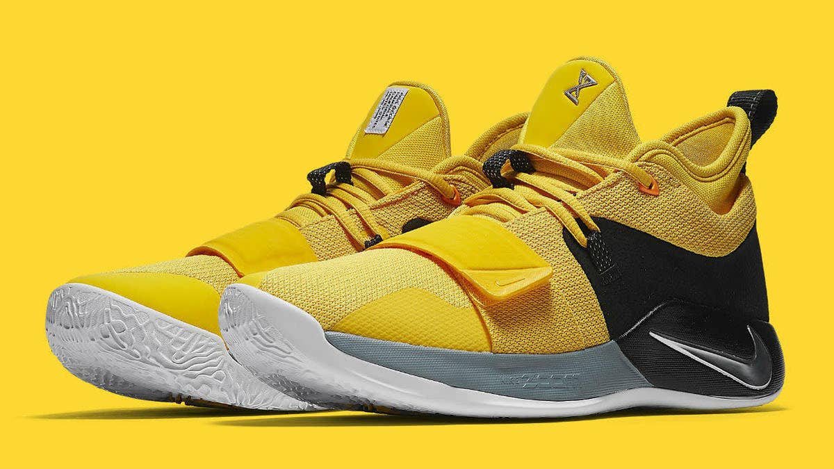 Paul George's latest signature model with Nike, the PG 2.5, is set to arrive in a brand new colorway next month. It sports a yellow mesh upper with black and silver detailing. 