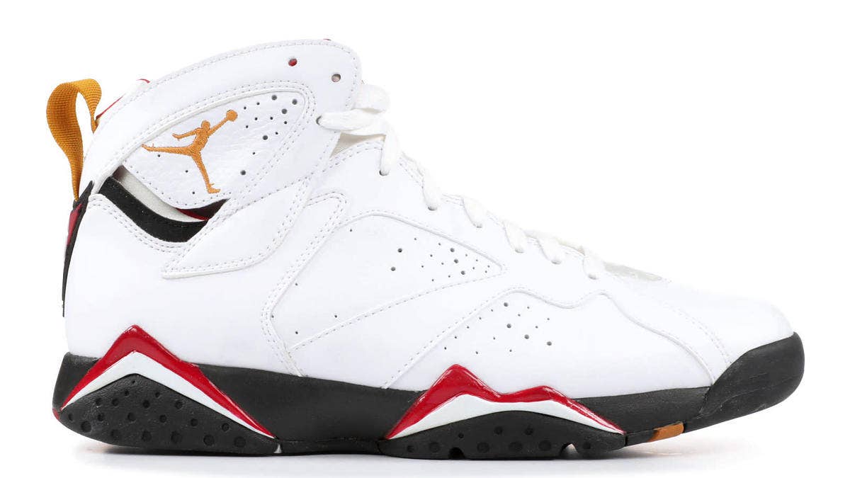 The '3M' version of the 'Cardinal' Air Jordan 7 Retro SP with reflective 3M uppers will reportedly release sometime in April 2019.
