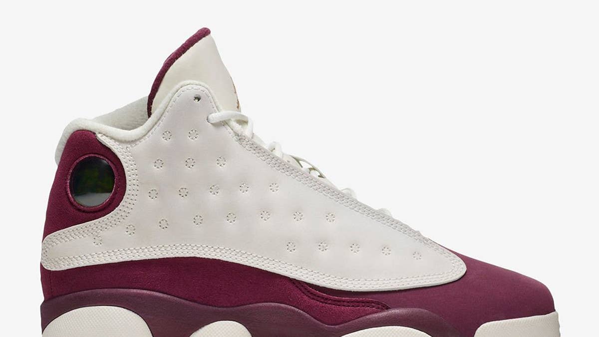 'Bordeaux' Air Jordan 13s release on Oct. 28 in extended girls and grade school sizing.