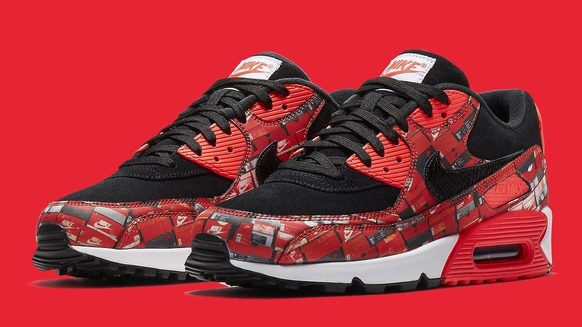 Official images of the 'Infrared' Atmos x Nike Air Max 90 from the upcoming 'We Love Nike' pack.