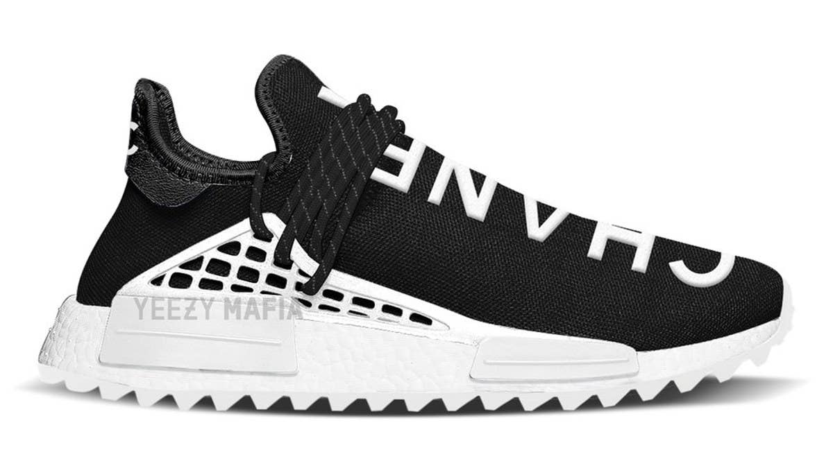 Official release information for the Chanel x Pharrell x Adidas NMD Hu.