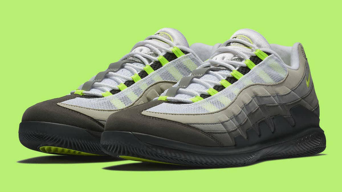 The 'Neon' NikeCourt Vapor RF X Air Max 95 will release on March 9 for $180.