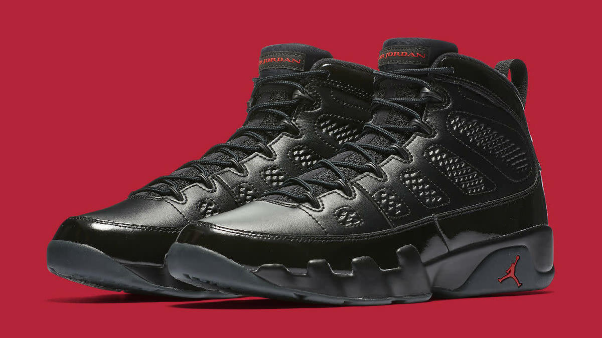 Jordan 9 retro on sale black university red