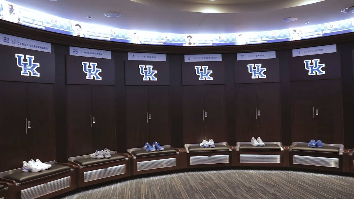 Take a look at rare Nike PE sneakers and more inside the Kentucky Wildcats equipment facility at Rupp Arena.