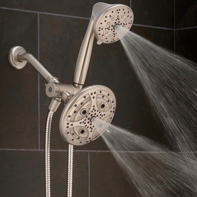 the brushed nickel dual shower head